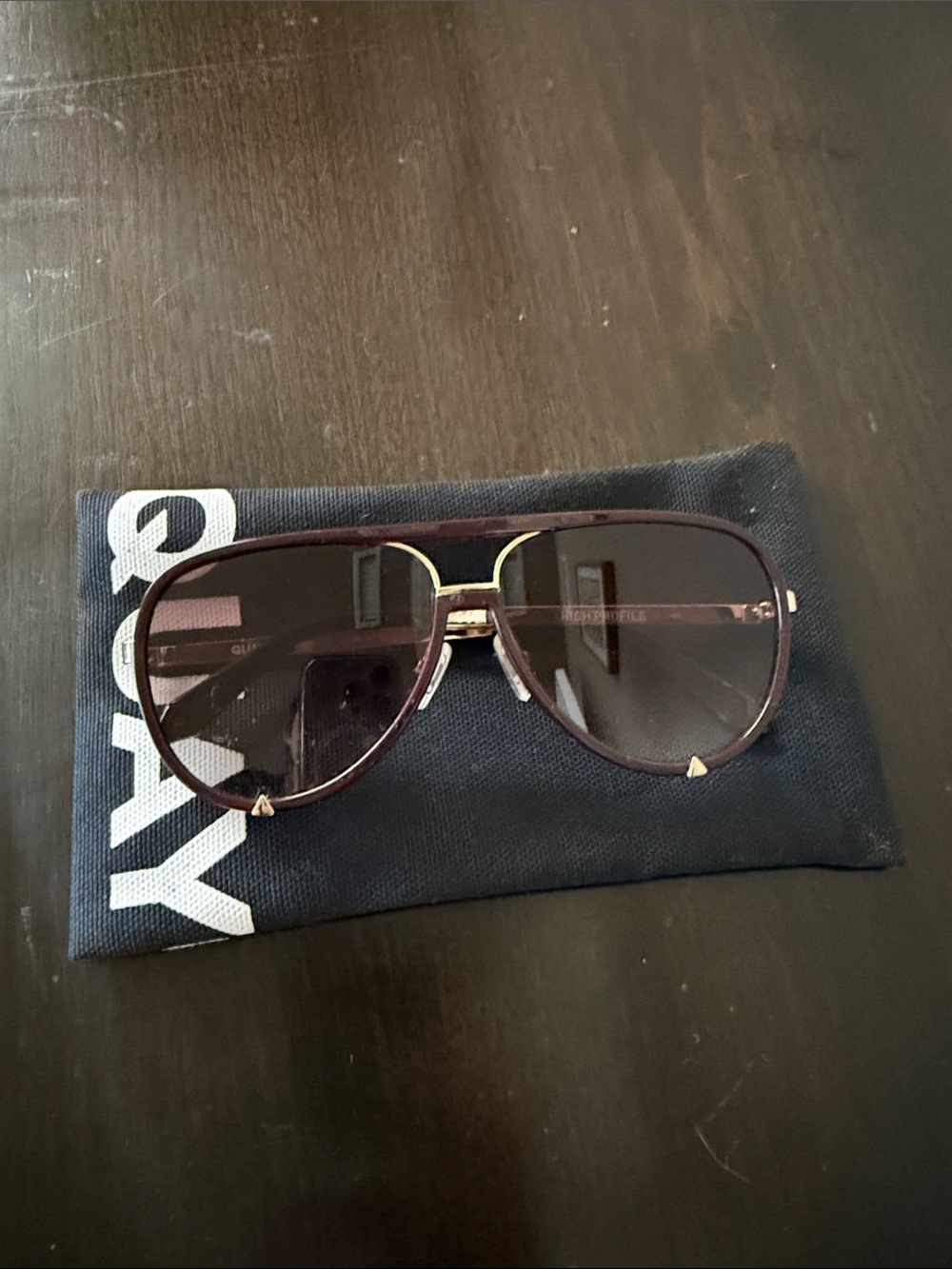 NWOT Quay Women's High Profile Aviator Sunglasses Burgundy/Gold